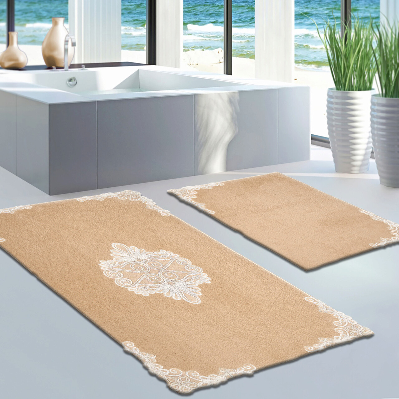 Set covorase de baie, L'essentiel Maison, Cot-Klzt5-32, Cappuccino - imagine 5